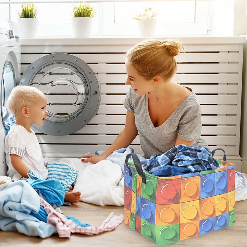 FXOCSHE FXOLCSHE Building brick Basket,Building block book storage box,Laundry hamper,Waterproof foldable Kid's laundry basket,Shelf box,Baby Room decor(Building block) - Image 5
